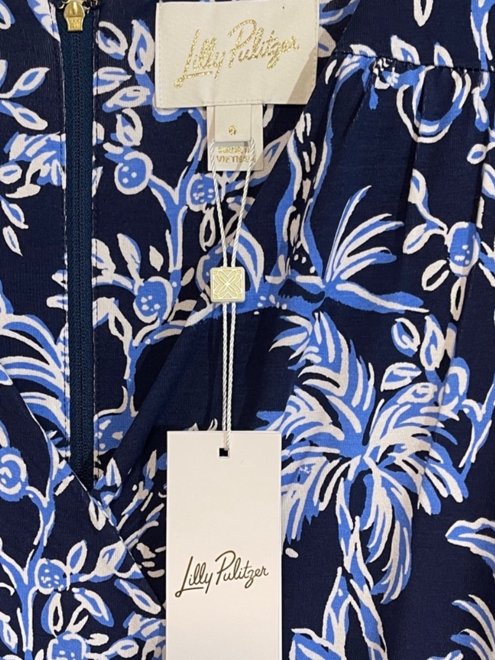 NWT Lilly Pulitzer Jemma Sleeved Romper Low Tide Navy Tall Tales Size 6 - Picture 4 of 12